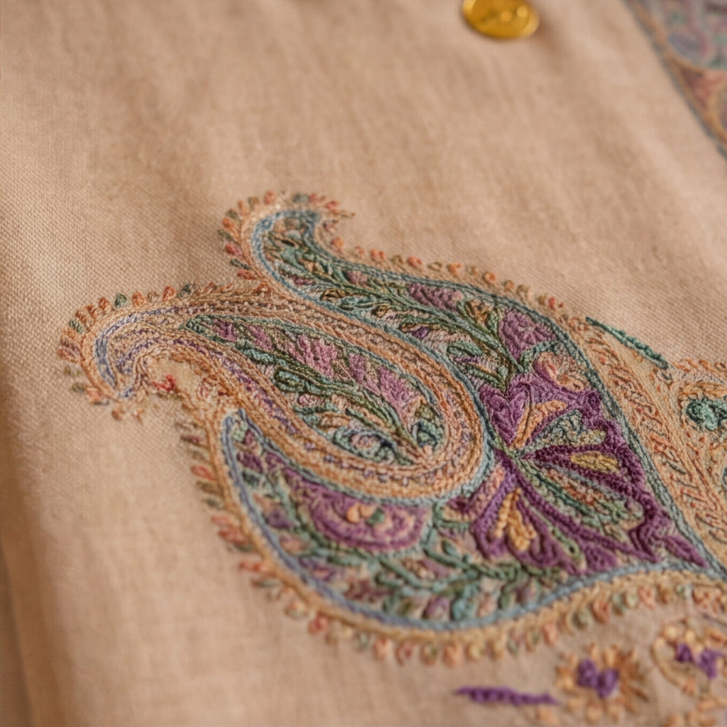 Pashmina Ghutra Bahr - angle 2, hand-loomed Kashmiri pashmina