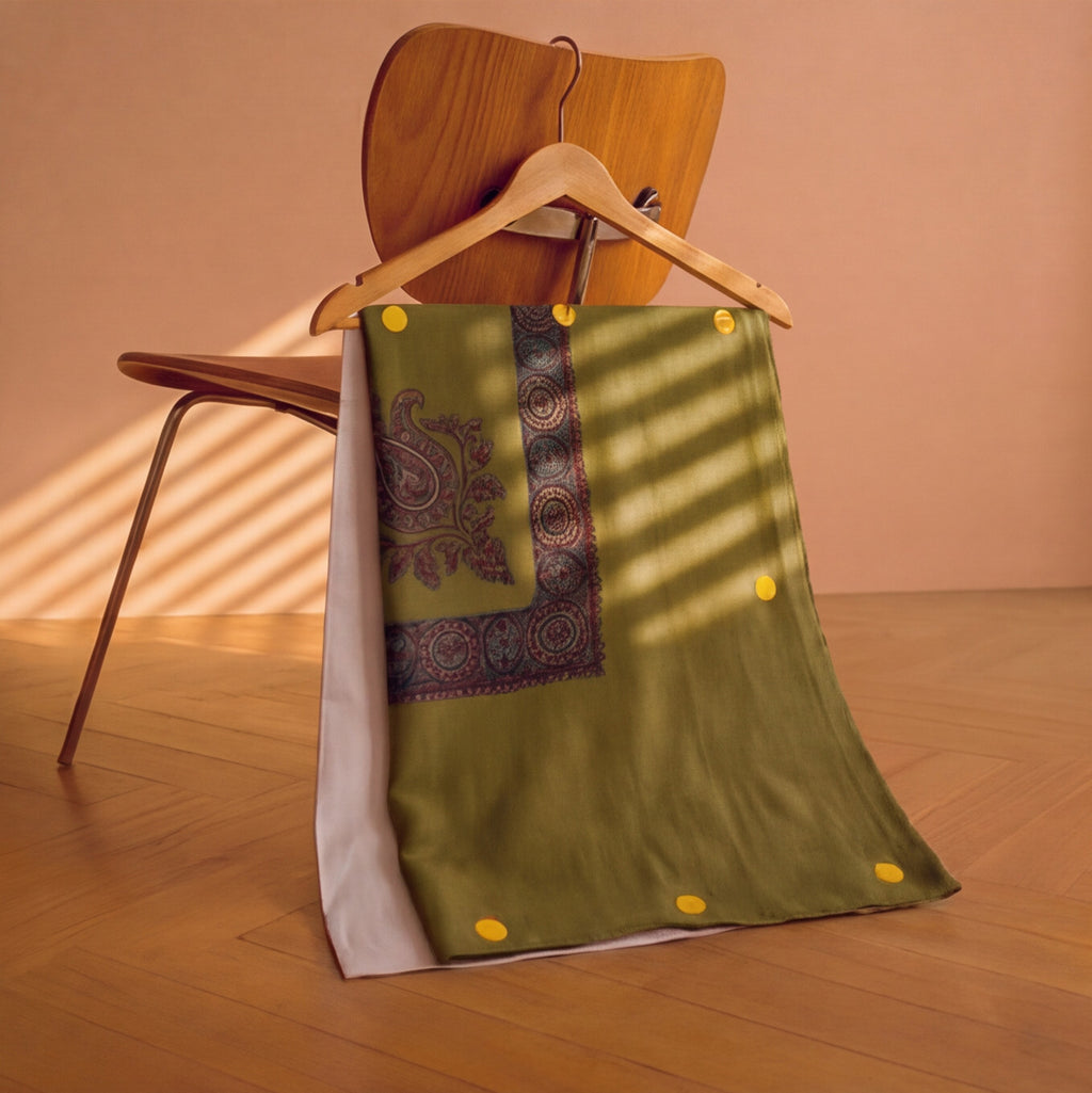 Pashmina Ghutra Jannah - angle 5, hand-loomed Kashmiri pashmina