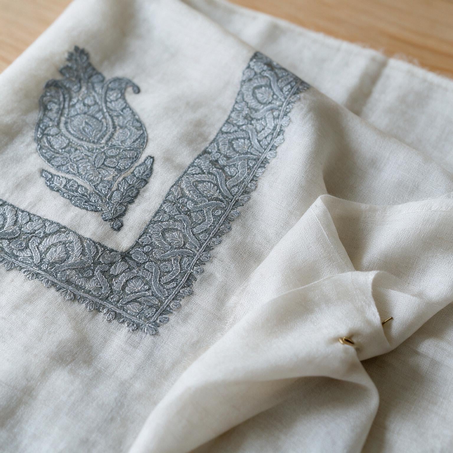 Kashmiri pashmina ghutra embroidery close-up